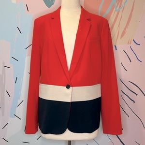 Vintage 90’s Anne Klein Runway color-blocked red, cream and black blazer